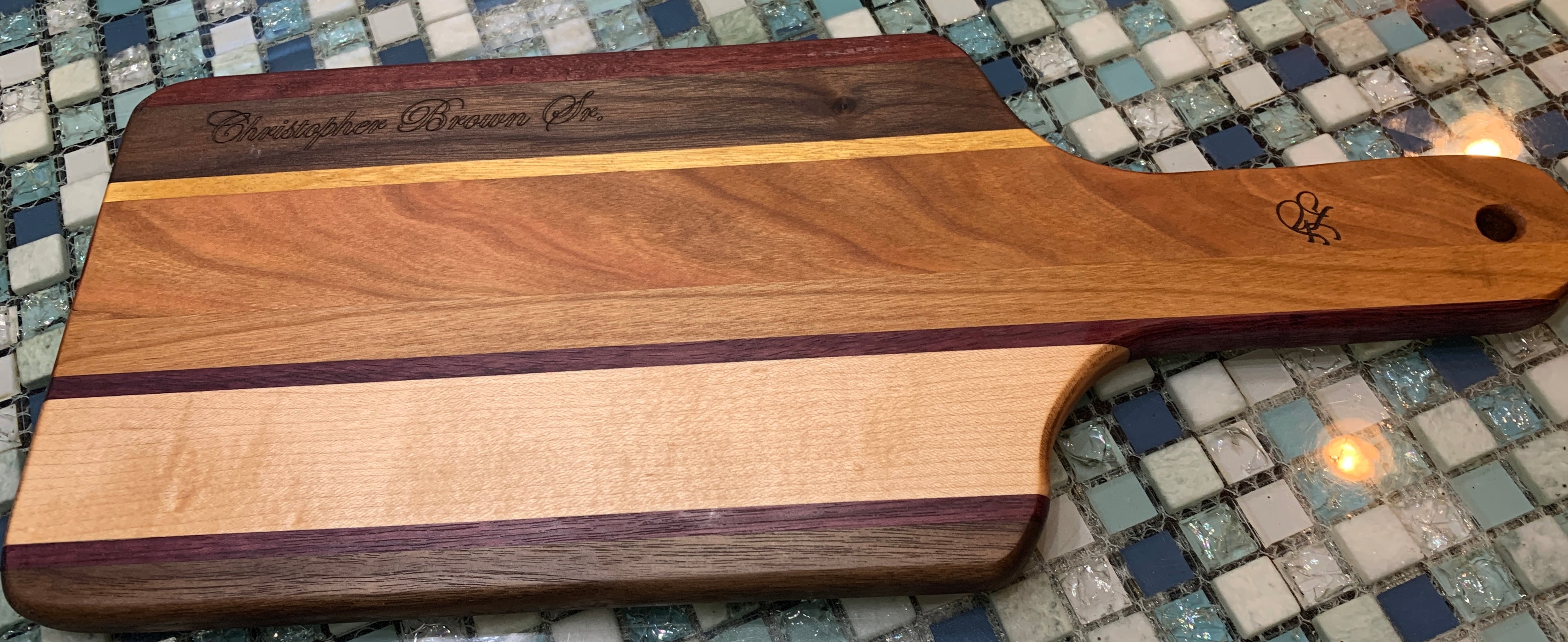 Handcrafted Hardwood Serving Board with Handle
