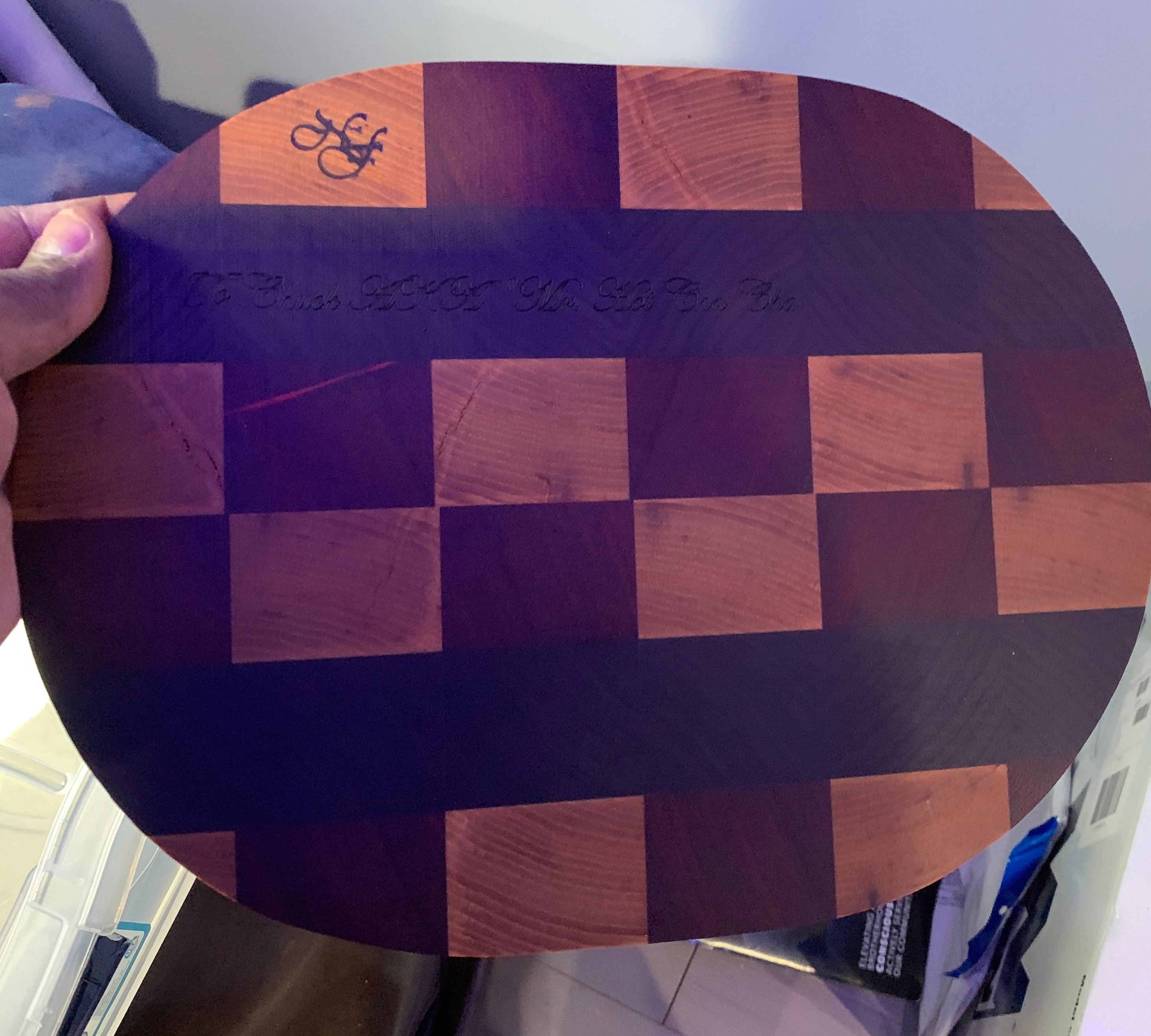 End-Grain Checkerboard (oval board)