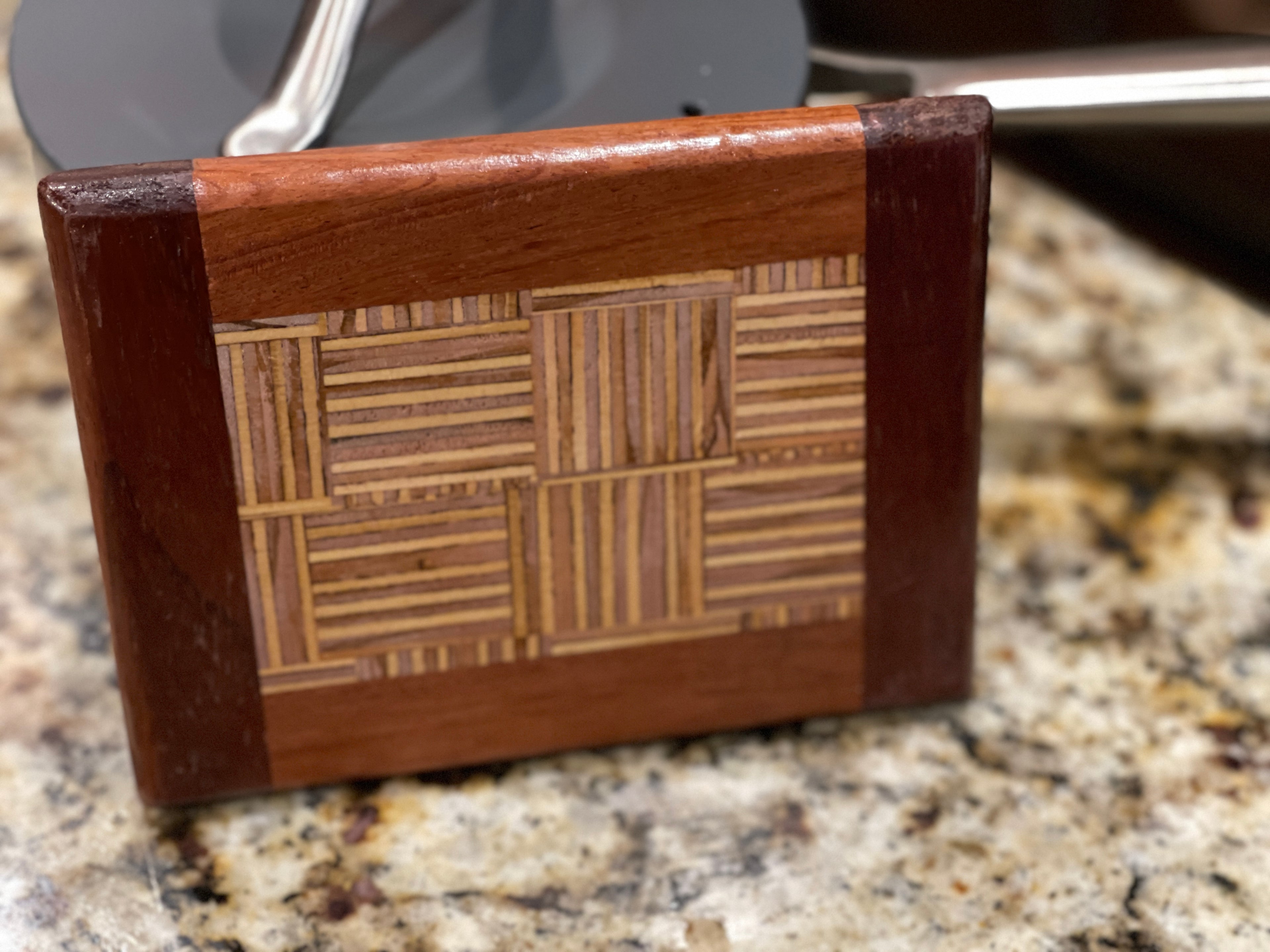 Handcrafted Hardwood Trivet with Decorative Inlay
