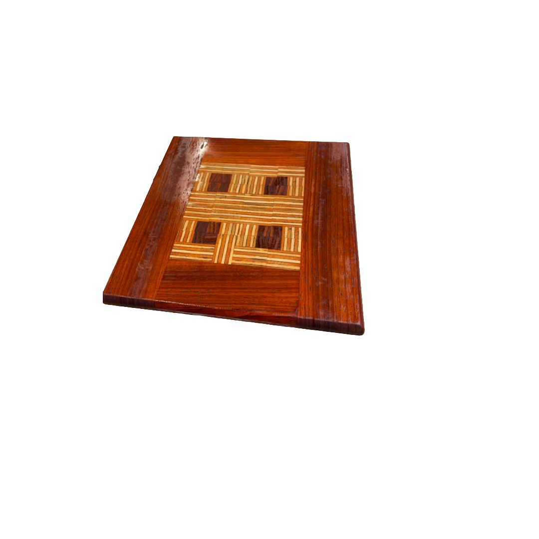 Handcrafted Hardwood Trivet with Decorative Inlay